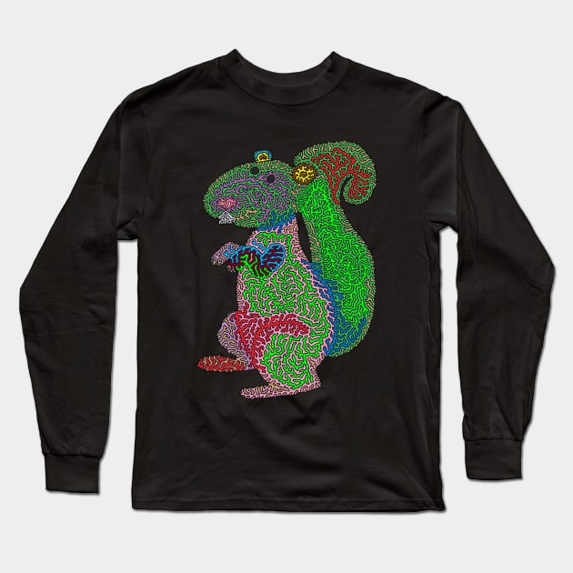 Psychedelic Squirrel Long Sleeve T-Shirt by NightserFineArts